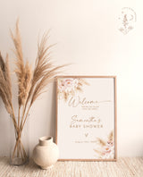 Pampas Grass Baby Shower Welcome Sign | Girl Baby Shower Welcome Sign