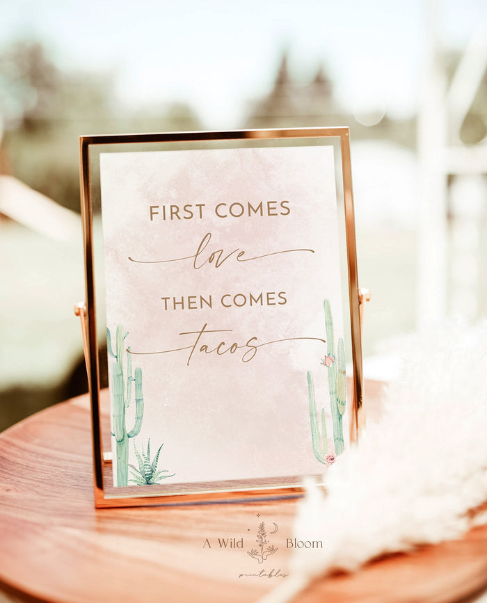 First Comes Love Then Comes Tacos Sign | Bridal Brunch Taco Bar Sign
