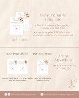 Pampas Grass Baby Bingo Game | Boho Baby Shower Game
