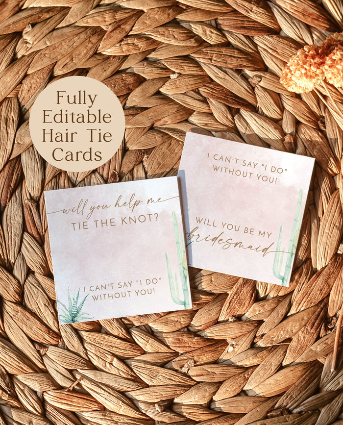 Boho Hair Tie Cards Card | Editable Hair Tie Favor Card Template