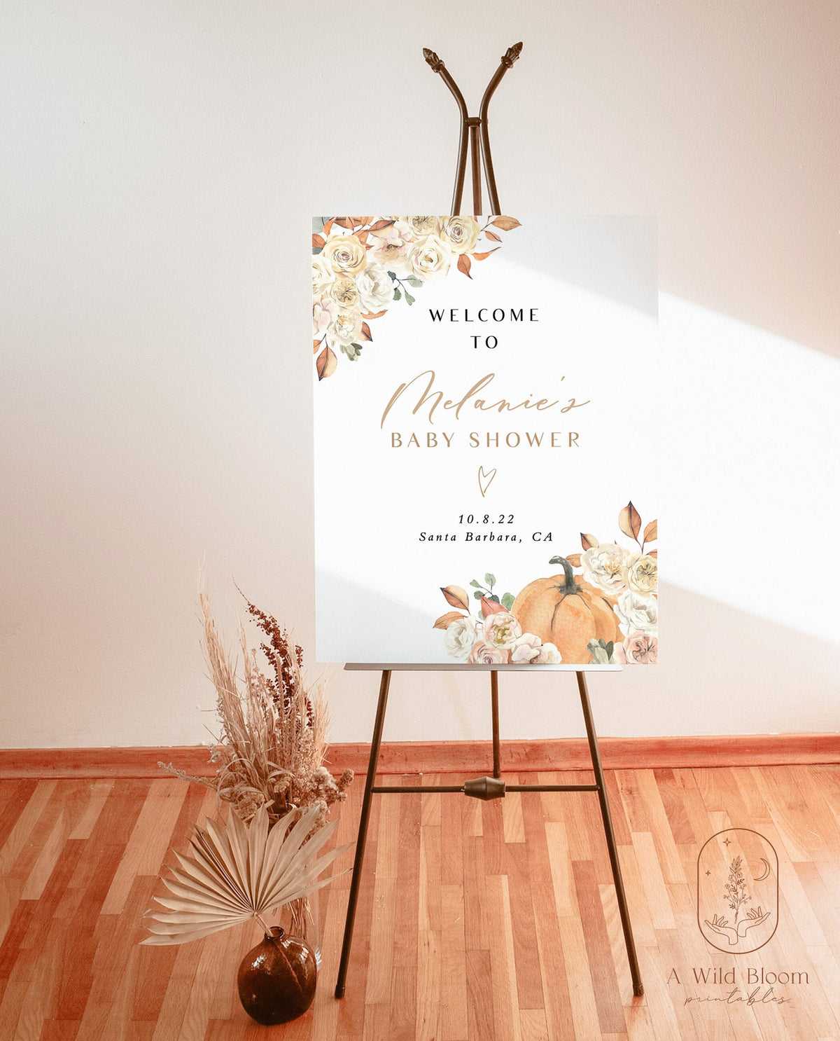 Fall Welcome Sign Template | Autumn Baby Shower Welcome Sign