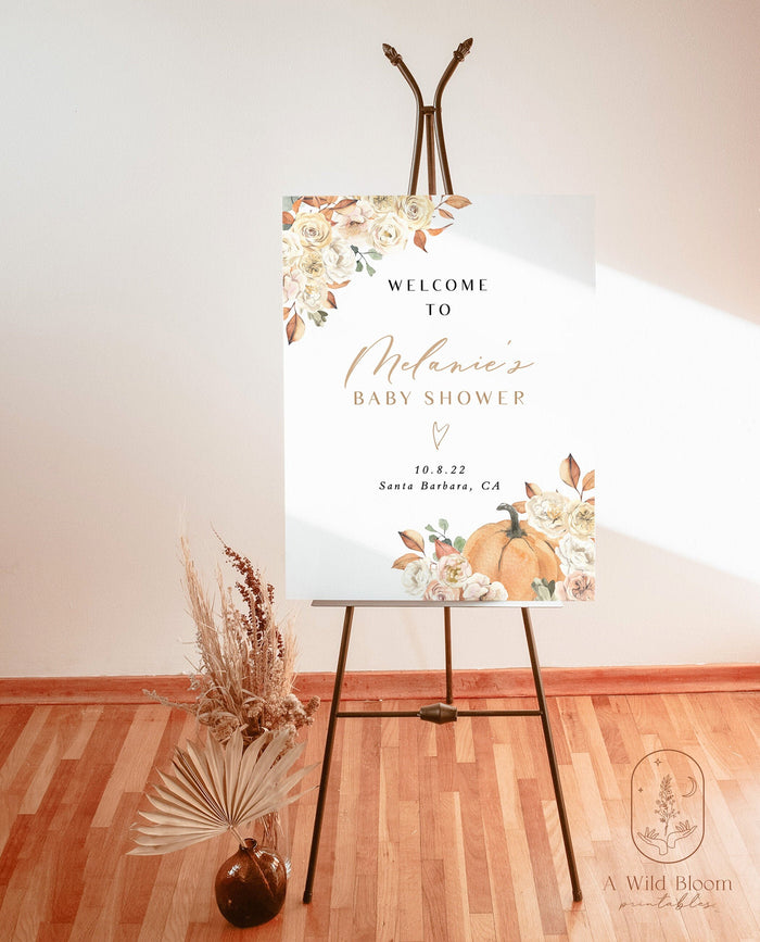 Fall Welcome Sign Template | Autumn Baby Shower Welcome Sign