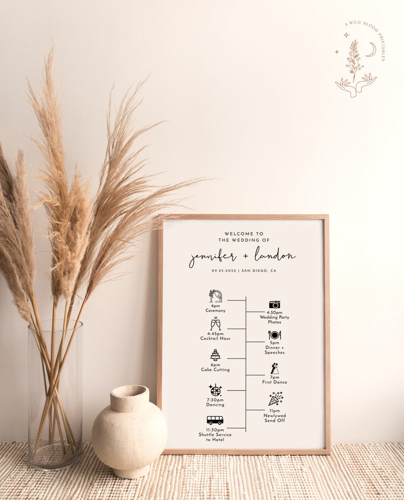 Minimalist Wedding Timeline Template | Welcome Timeline Poster 