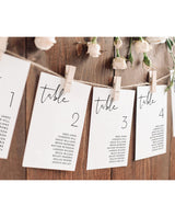 Minimalist Wedding Seating Cards | Modern Wedding Table Seating Chart Cards