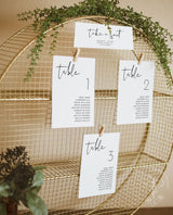 Minimalist Wedding Seating Cards | Modern Wedding Table Seating Chart Cards  