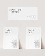 Minimalist Wedding Seating Cards | Modern Wedding Table Seating Chart Cards