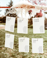 Minimalist Wedding Seating Cards | Modern Wedding Table Seating Chart Cards