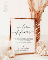 In Lieu of Favors Sign | Minimalist In Lieu of Favors Sign