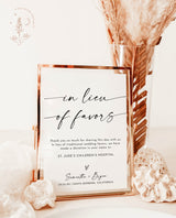 In Lieu of Favors Sign | Minimalist In Lieu of Favors Sign 