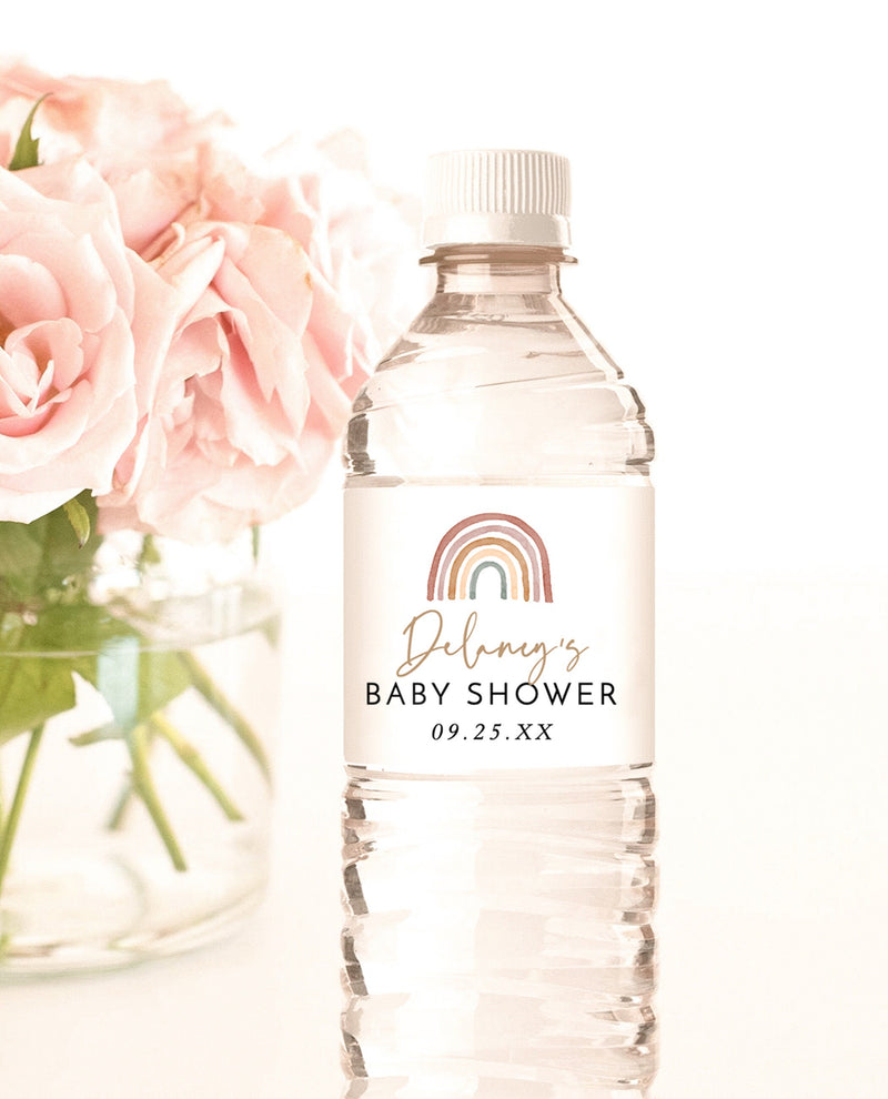 Baby Shower Water Bottle Label | Rainbow Baby Shower 