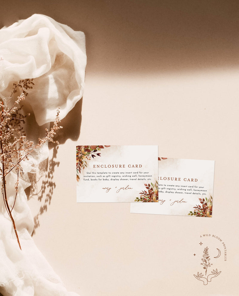Fall Wedding Enclosure Card | Autumn Wedding Invite Insert 