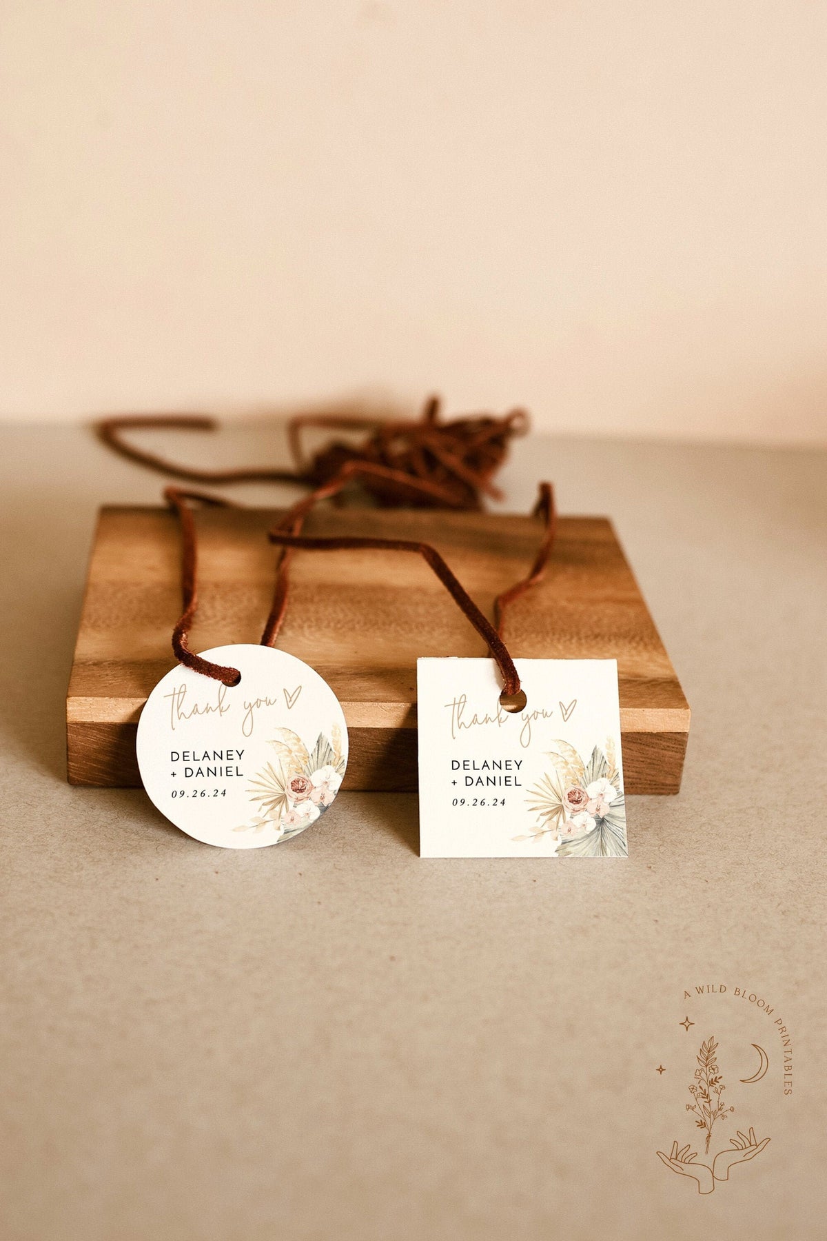 Boho Thank You Tags | Pampas Grass Shower