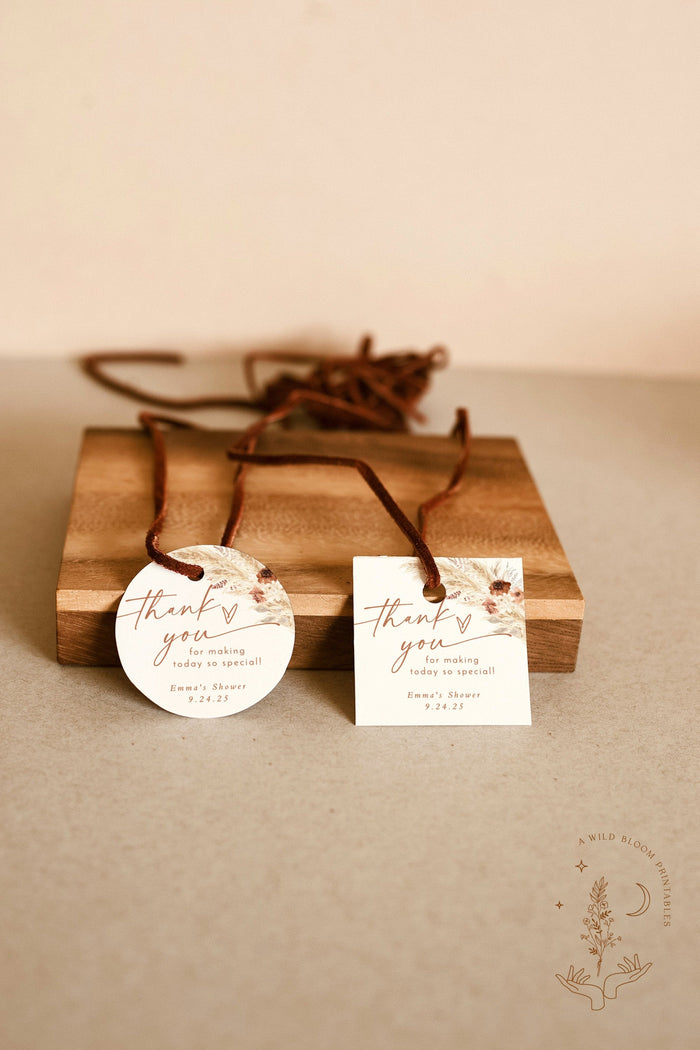 Boho Thank You Tags | Fall Shower Thank You Favor Tags