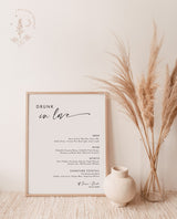 Minimalist Wedding Bar Menu Sign | Drunk In Love