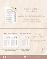 Bohemian Baby Shower Games | Boho Baby Shower Game Bundle
