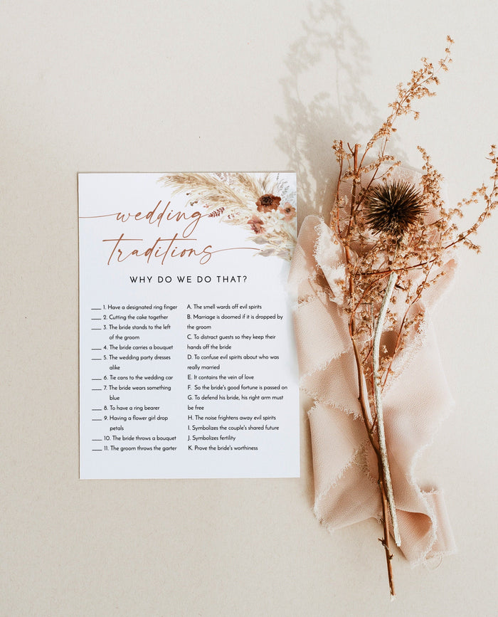 Wedding Traditions Game | Bridal Shower Trivia Game