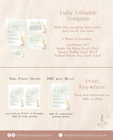 Pampas Grass Baby Shower Invitation | Boy Baby Shower Bundle