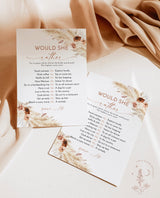 Would She Rather Bridal Shower Game | Fall Bridal Shower