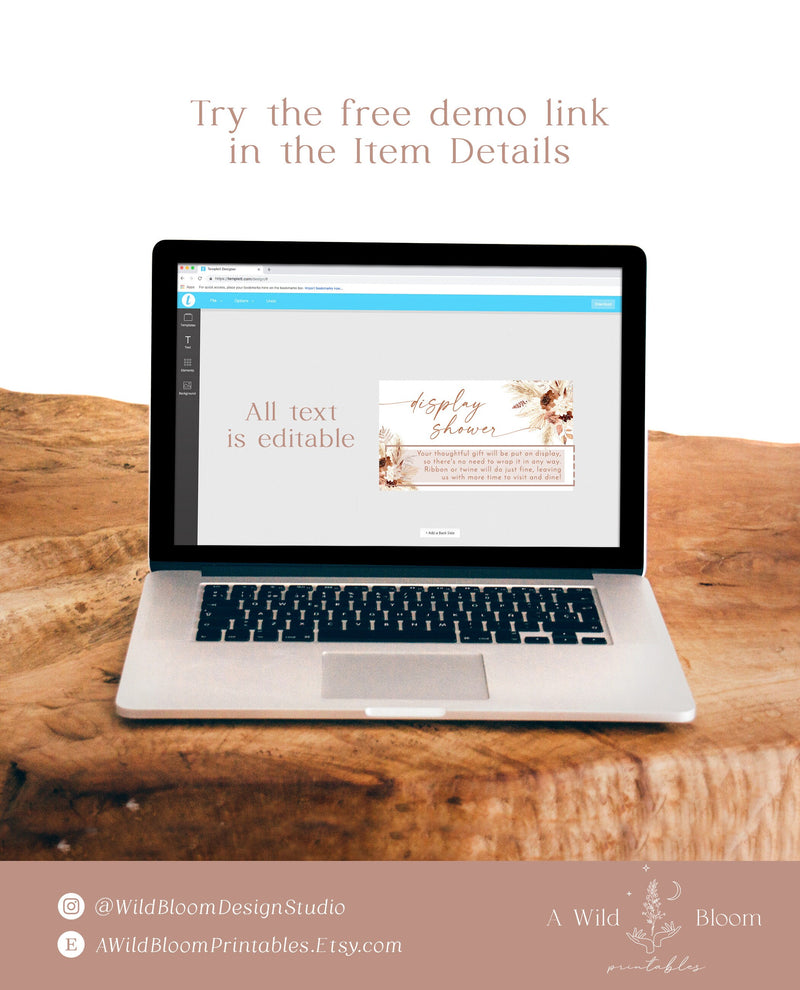 Boho Display Shower Card | Pampas Grass Display Shower Card – Wild Bloom Design Studio boho-display-shower-card-pampas-grass-display-shower-card-wild-bloom-design-studio