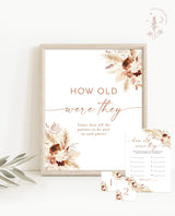 How Old Were The Parents-To-Be Game | Guess How Old Game | Boho Baby Shower Game | Pampas Grass Baby Shower | How Old Were They | A4