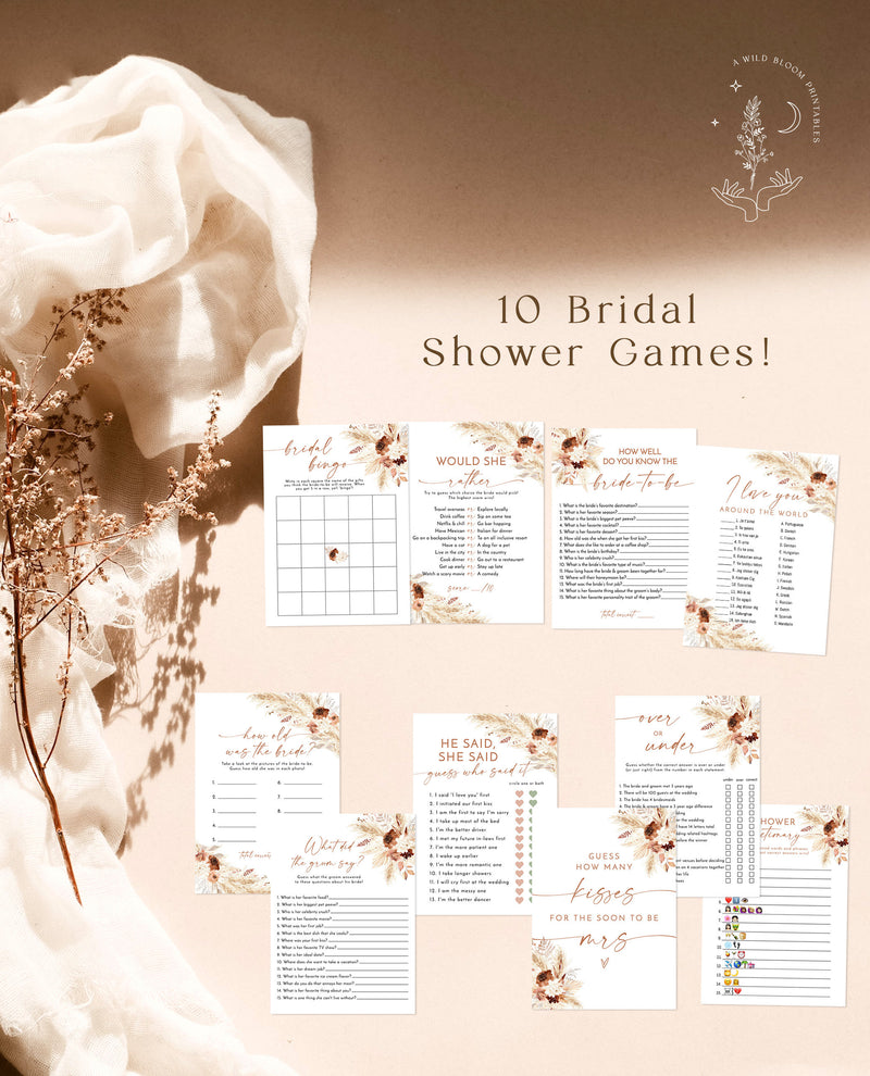 Bridal Shower Games Bundle | Boho Bridal Shower Games 