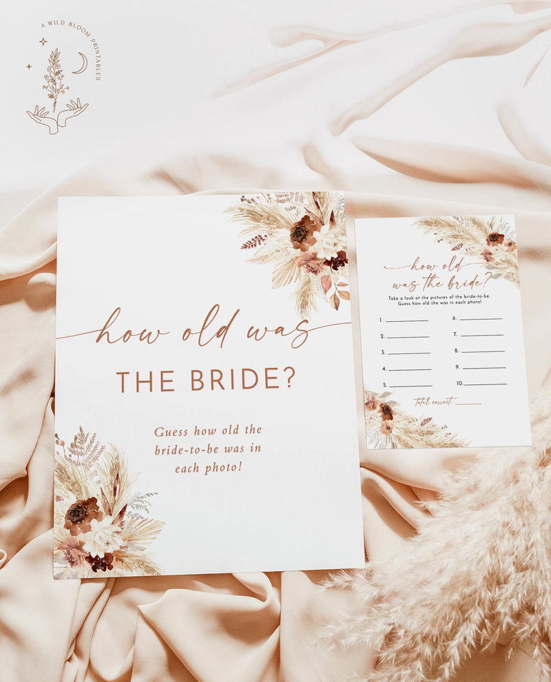 How Old Was the Bride Game | Guess the Bride's Age | How Old Was the Bride-To-Be Bridal Shower Game | Pampas Grass Bridal Shower Game | A4