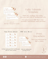 Pampas Grass Recipe Request Card | Bridal Shower Recipe Card Insert