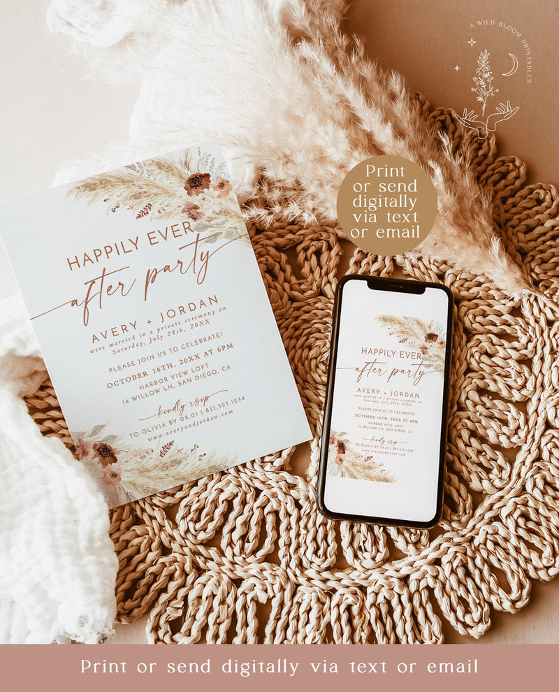 Photo Wedding Announcement | Photo Elopement Announcement | Nothing Fancy Just Love | Happily Ever After Party Invite | Boho Invite A4