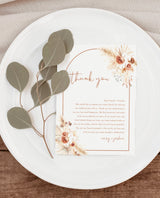 Boho Wedding Napkin Note | Pampas Grass Thank You Letter
