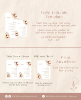 Pampas Grass Wedding Menu Template | Terracotta Wedding Menu