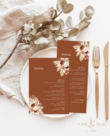 Pampas Grass Wedding Menu Template | Terracotta Wedding Menu