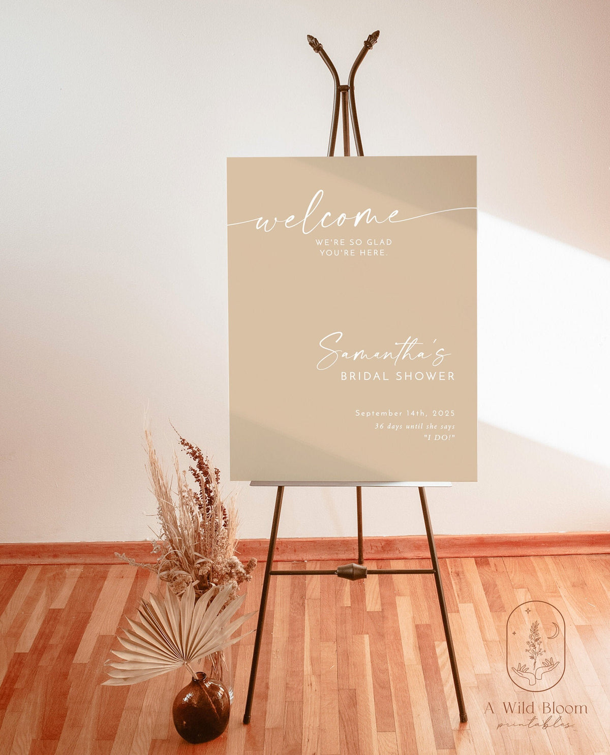 Minimalist Bridal Shower Welcome Sign Template | Beige Welcome Sign