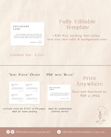 Minimalist Enclosure Card | Editable Wedding Invitation Insert