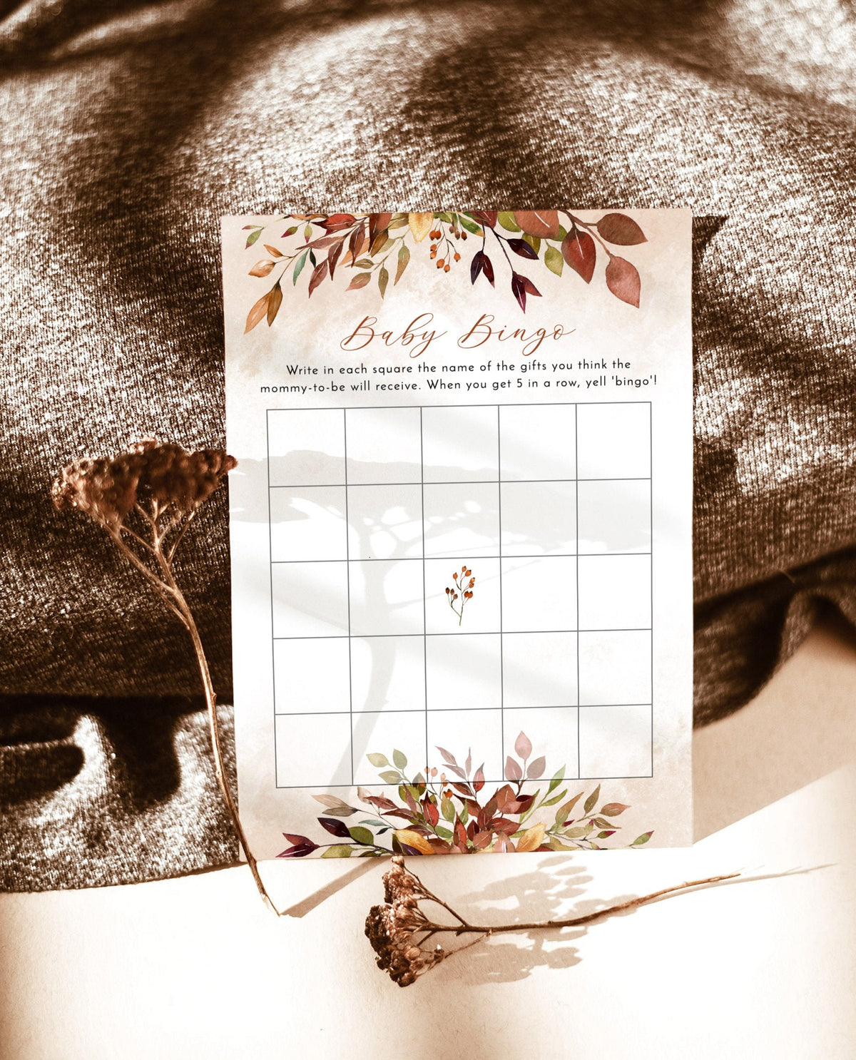 Fall Baby Bingo Shower Game | Baby Bingo Game