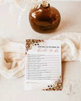 Fall Bridal Trivia Game | How Well Do You Know the Bride-to-Be Game