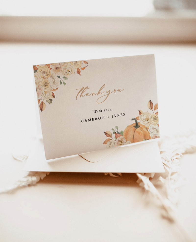 Fall Thank You Cards Template | Editable Thank You Card 