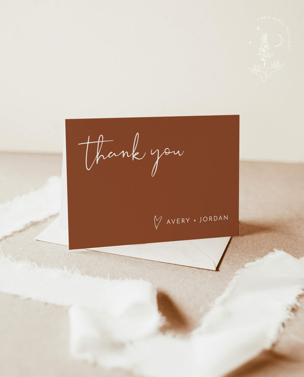 Terracotta Thank You Cards Template | Editable Thank You Card 