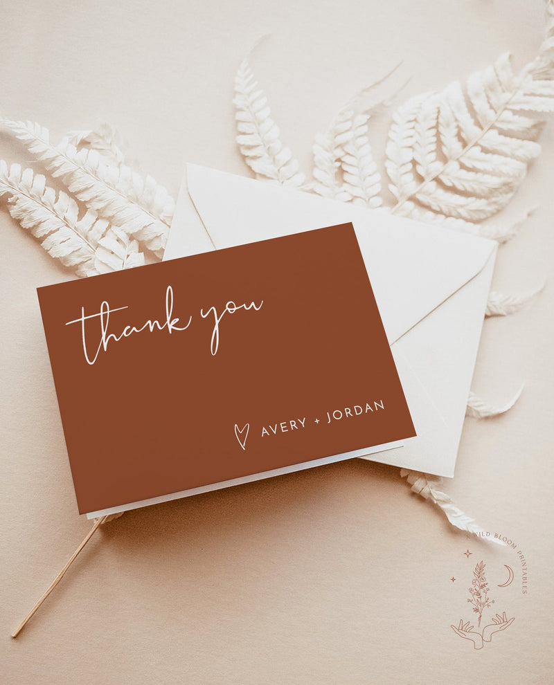 Terracotta Thank You Cards Template | Editable Thank You Card 
