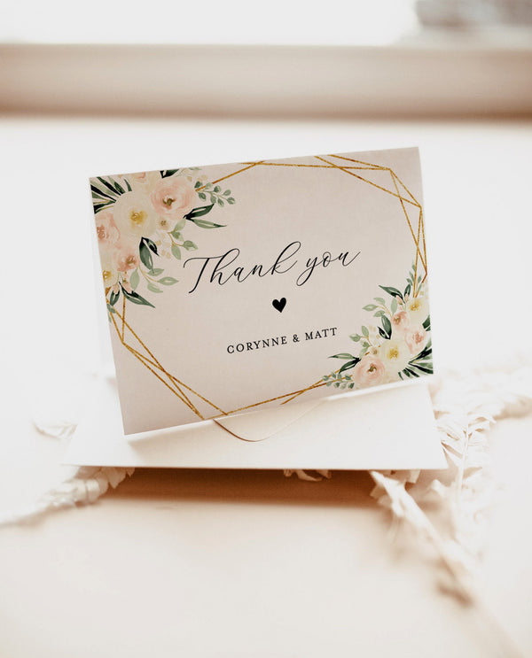 Floral Thank You Cards | Boho Bridal Shower Thank You Card 