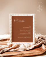 Terracotta Drink Menu | Fall Wedding Drink Menu