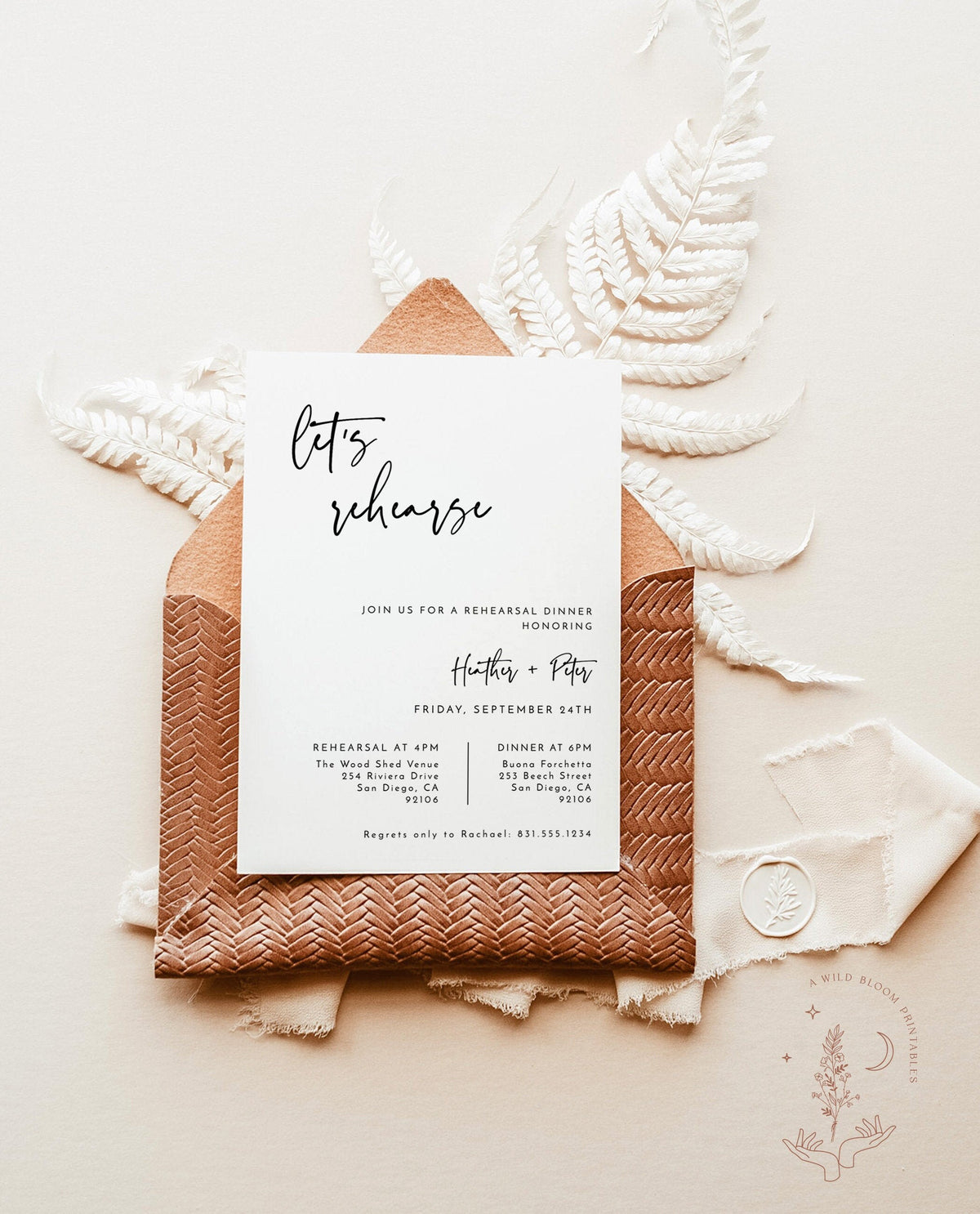 Minimalist Rehearsal Dinner Invitation Template | Modern Wedding Rehearsal Invite