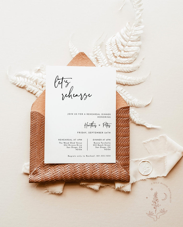 Minimalist Rehearsal Dinner Invitation Template | Modern Wedding Rehearsal Invite