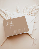 Modern Tan Thank You Card Template | Editable Thank You Card