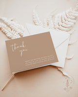 Modern Tan Thank You Card Template | Editable Thank You Card 