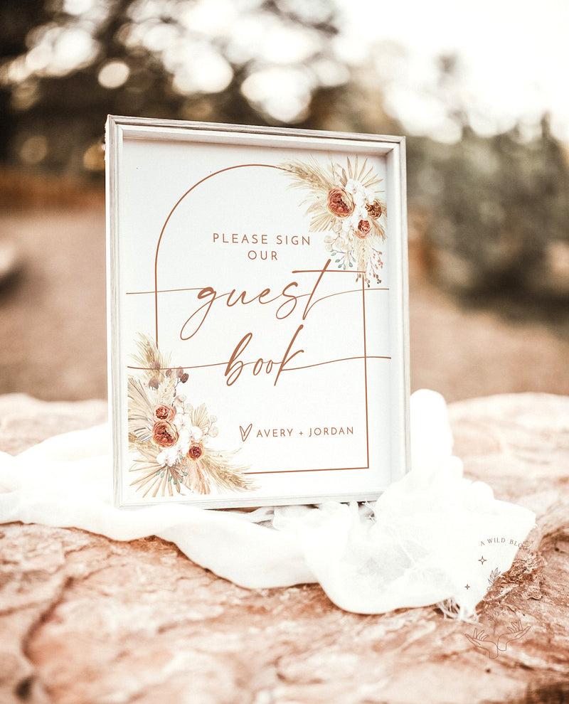 Please Sign Our Guestbook Sign | Pampas Grass Wedding Guestbook 