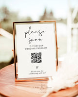 Wedding Program QR Code Sign | Minimalist Wedding QR Code