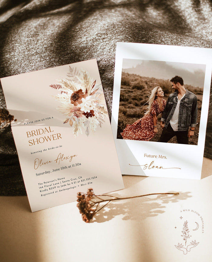 Boho Bridal Shower Invite | Minimalist Fall Bridal Shower Invite