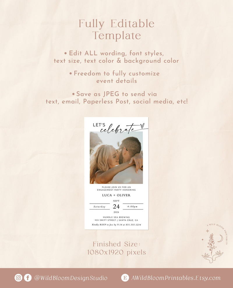 Digital Bridal Shower Evite | Minimalist Bridal Shower Invite 