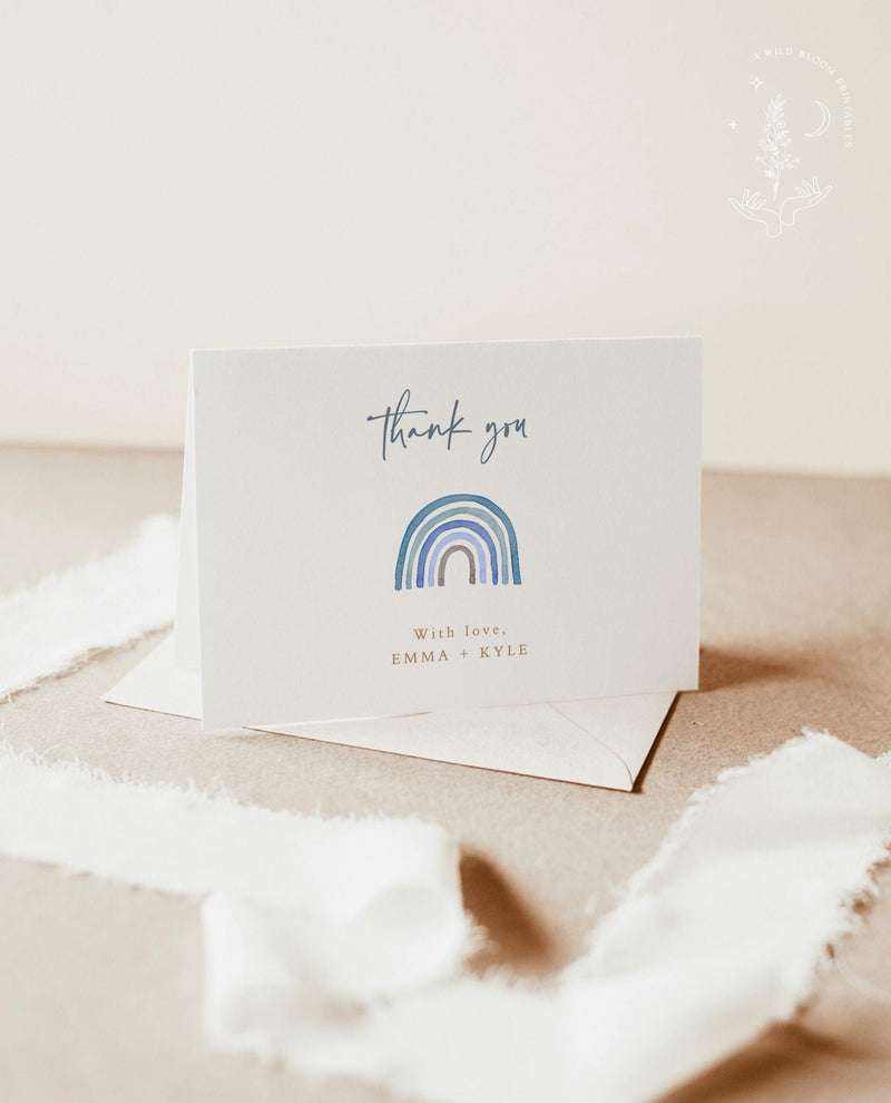 Rainbow Thank You Cards Template | Editable Thank You Card 