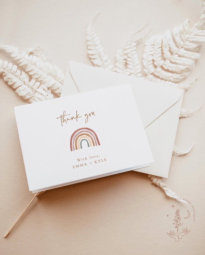 Rainbow Thank You Cards Template | Editable Thank You Card